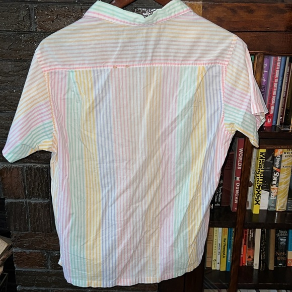 Pastel, striped, women’s short sleeve button up - Picture 2 of 3